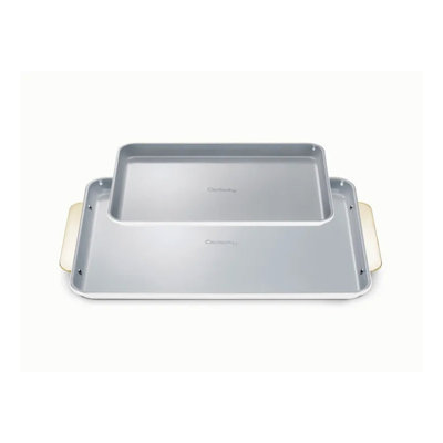 Caraway Iconics Nonstick Ceramic Baking Sheet Duo, White/Gold