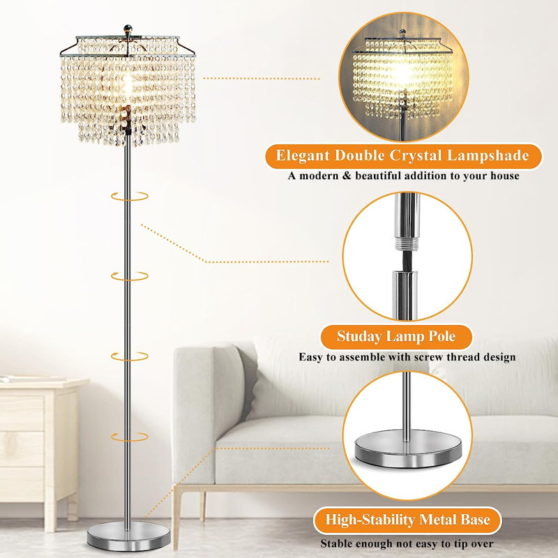 64'' Chrome LED Novelty Floor Lamp with USB