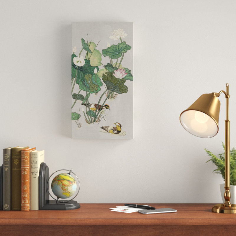 « lotus étang i », peinture sur toile tendue, H 19 po x l 10 po x P 2 po