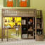 Lit mezzanine simple avec bureau intégré et escalier de rangement-1118710919