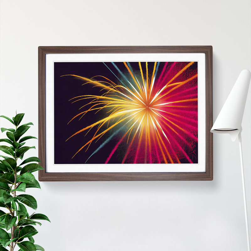 Handsome Fireworks - Single Picture Frame Print, 25cm H x 34cm W x 2cm D, Walnut Framed