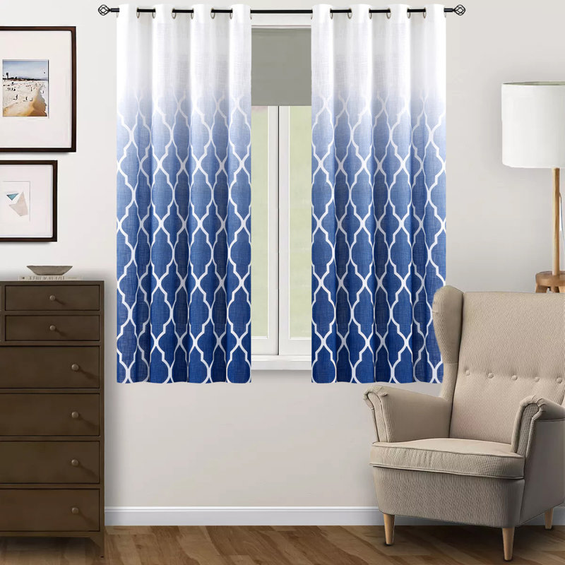 Semi Ombre Sheer Curtains, Grommet Top, 2 Panels, 50" W x 63" L