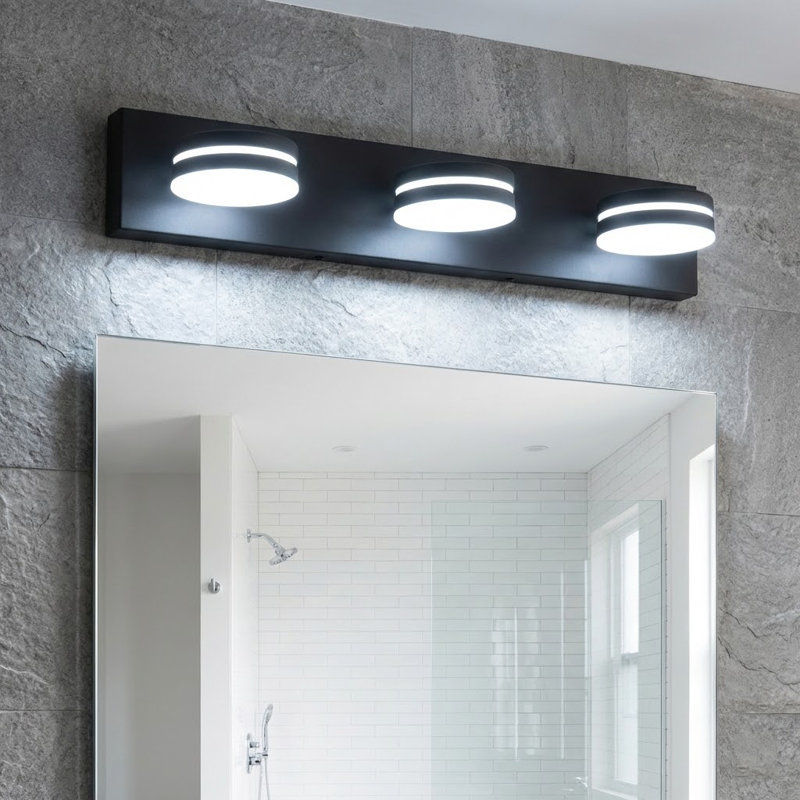 Applique murale à DEL noir mat à 3 lumières pour salle de bain, avec 5 couleurs de lumière sélectionnables (5CCT) et têtes rotatives à 350°