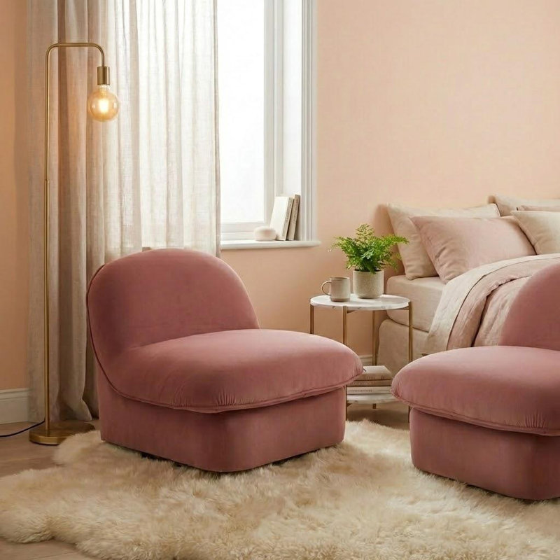 Ensemble de 2 chaises d'appoint rembourrées Modern, Corail