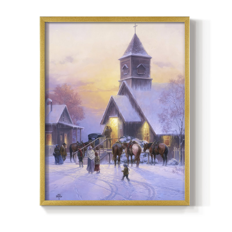 «Sunday Service», reproduction encadrée - bois massif, H 11 po x l 9 po, Doré