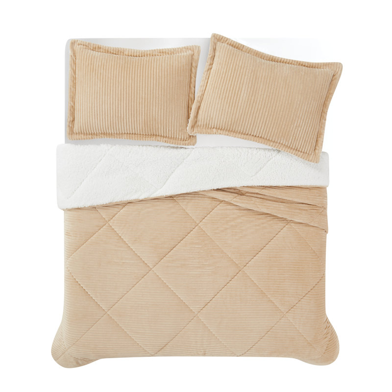 Ensemble d'édredon 3 pièces London, Édredon pour lit simple TG + 1 taie décorative, Brun clair