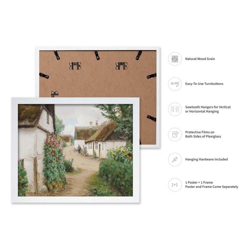 Jour d'été dans un village, 12"H x 16"W, Poster, White Framed