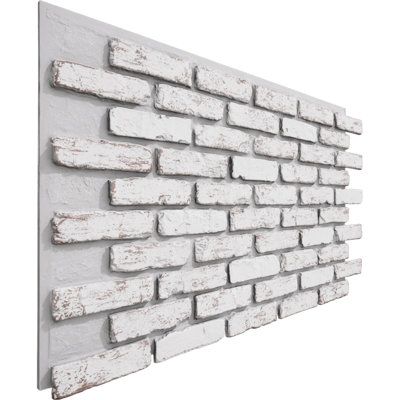 Panneau de fausses briques vieillies EverStone, l 46 7/8 po x H 27 po x P 1 1/4 po, couleur blanc rustique