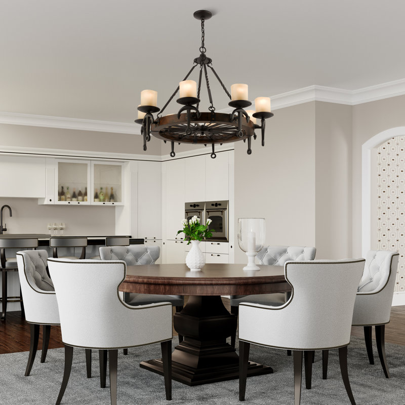 Liam 8 - Light Dimmable Wagon Wheel Chandelier
