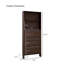 Armoire à chaussures 3 tiroirs pour le couloir. Solide, teinte noyer. Poignées en métal, rangement spacieux avec tablettes ouvertes. Rangement de salon. Couleur, look moderne
