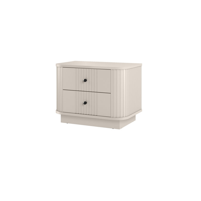 Vesper 56cm W Manufactured Wood Bedside Table, Beige/Black