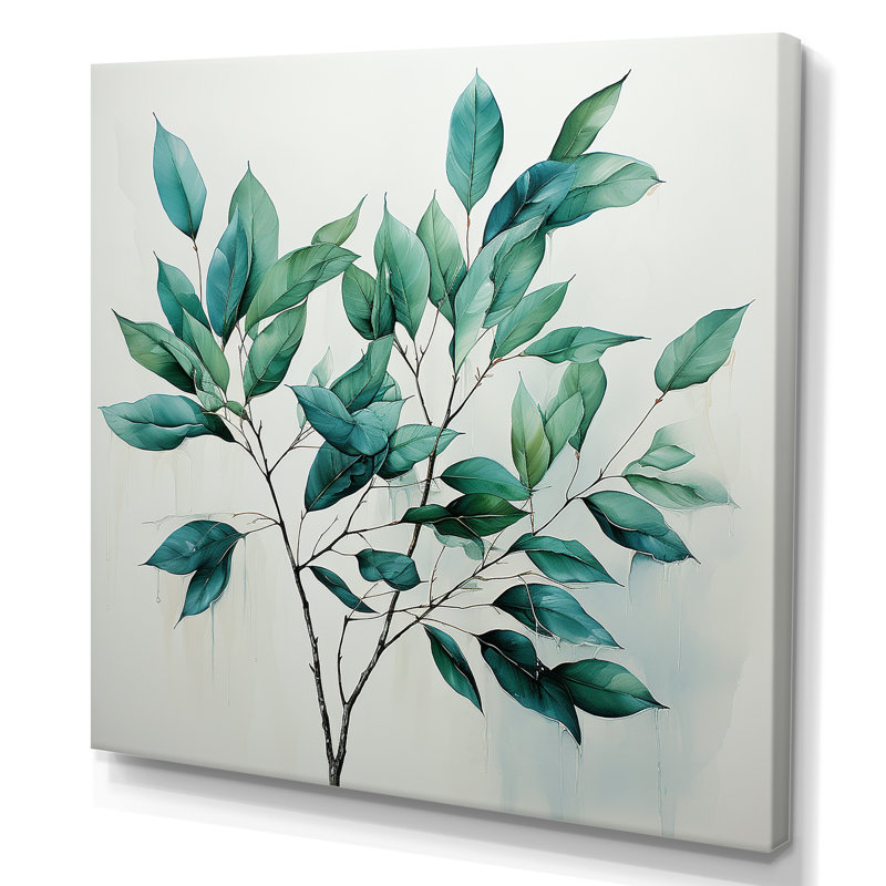 «Teal Tenderness Subtle Leaf Impressions I», reproduction sur toile, Toile tendue, H 30 po x l 30 po x P 1 po