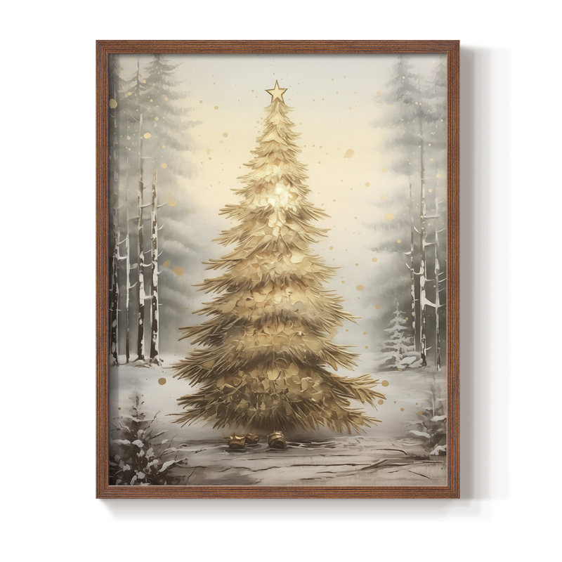 «Christmas Holiday Art», impression encadrée en bois massif, H 30 po x l 24 po, Noyer