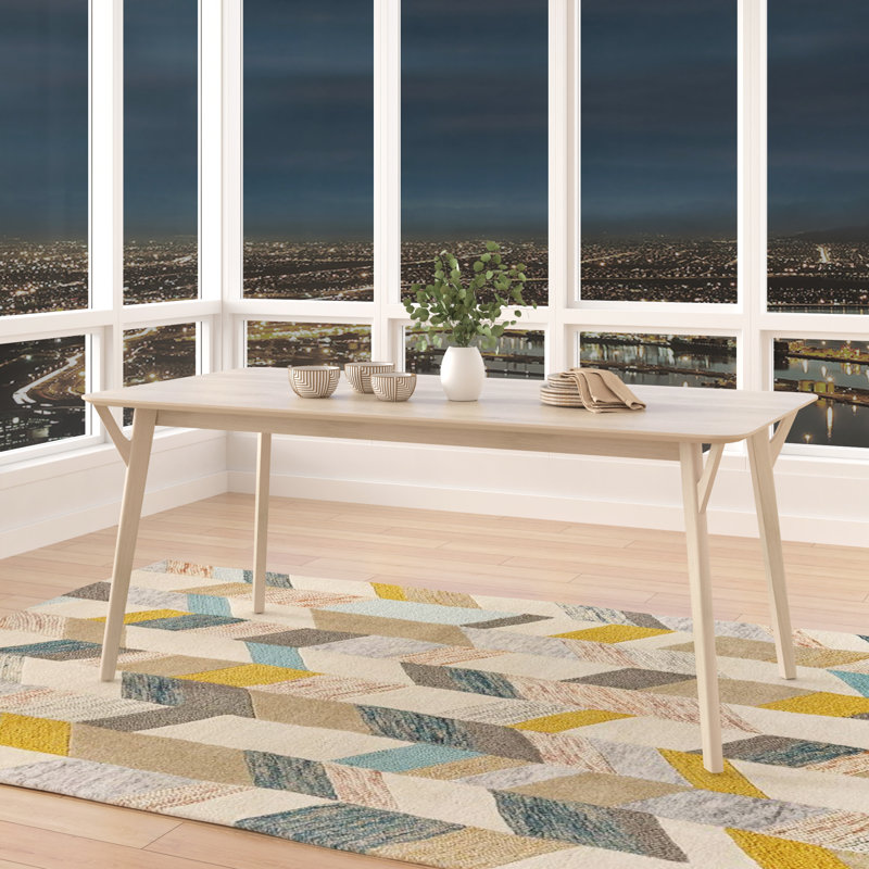 Table de salle à manger en bois de 71 po Evanston, Blanc délavé