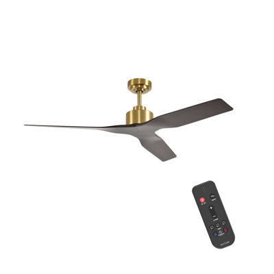 Kantor 52" Indoor/Outdoor Ceiling Fan without Light, Remote, Ceiling Fan no Light - Champagne Bronze with Dark Walnut