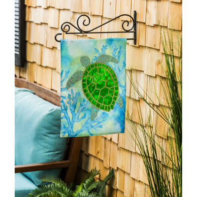 Tortue de mer 2 côtés 18 x 12,5 po drapeau de jardin