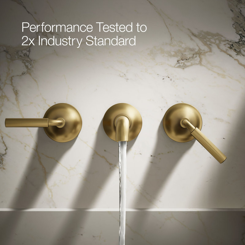 Tone Wall-Mount Bathroom Sink Faucet Trim, Vibrant Brushed Moderne Brass