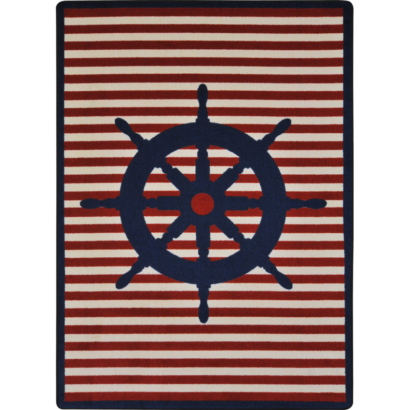 Tapis noir touffeté à rayures «Set Your Course», Rectangle 5 pi 4 po x 7 pi 8 po