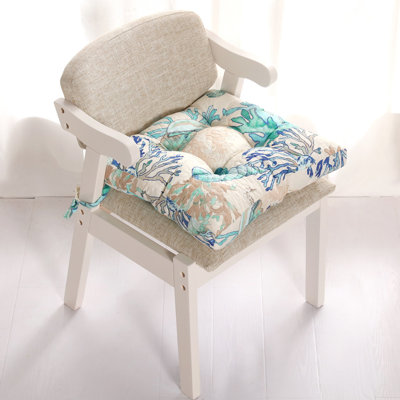 Coussin de siège capitonné bleu côtier avec attaches Greenland Home Fashions - 18 po