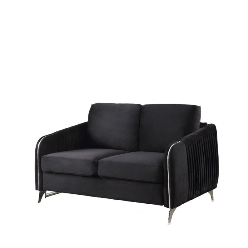 Causeuse moderne chic en velours noir Tisa, Noir
