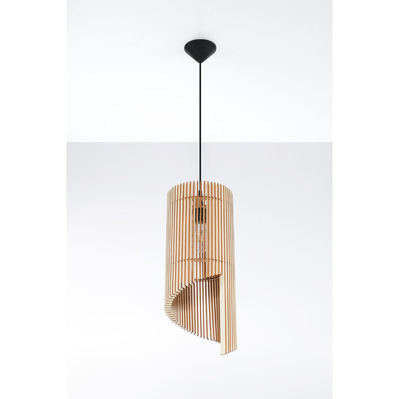 Drews 1 - Light Wood Pendant, 100cm H x 21cm W