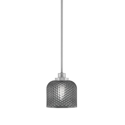 Southwick Stem Hung Mini Pendant Shown In Brushed Nickel, 6" Smoke Glass