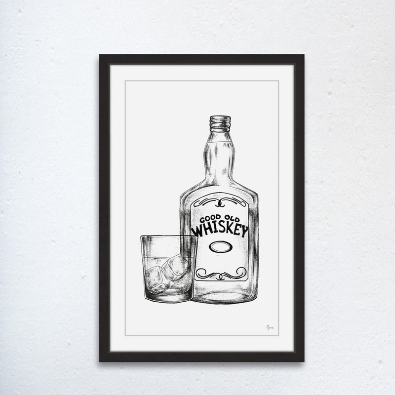 «Good Old Whiskey II» par Eyre Tarney - reproduction de cadre photo, H 18 po x l 12 po x P 1,5 po