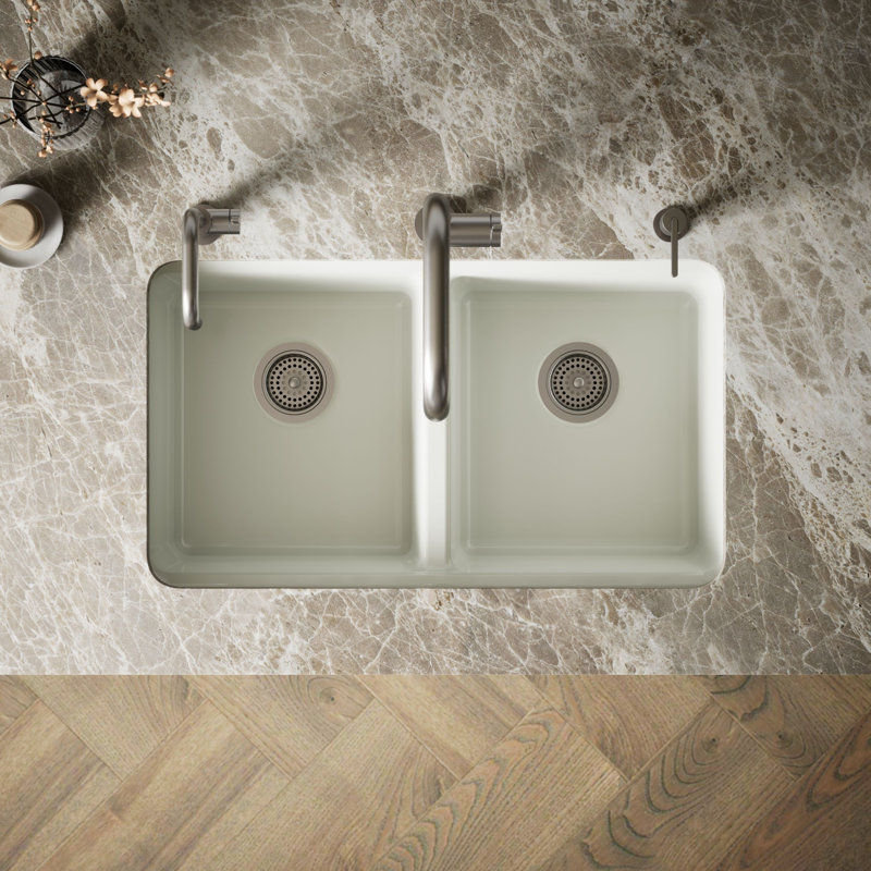 Riverby 33 In. Undermount Double-Bowl Kitchen Sink, Dune