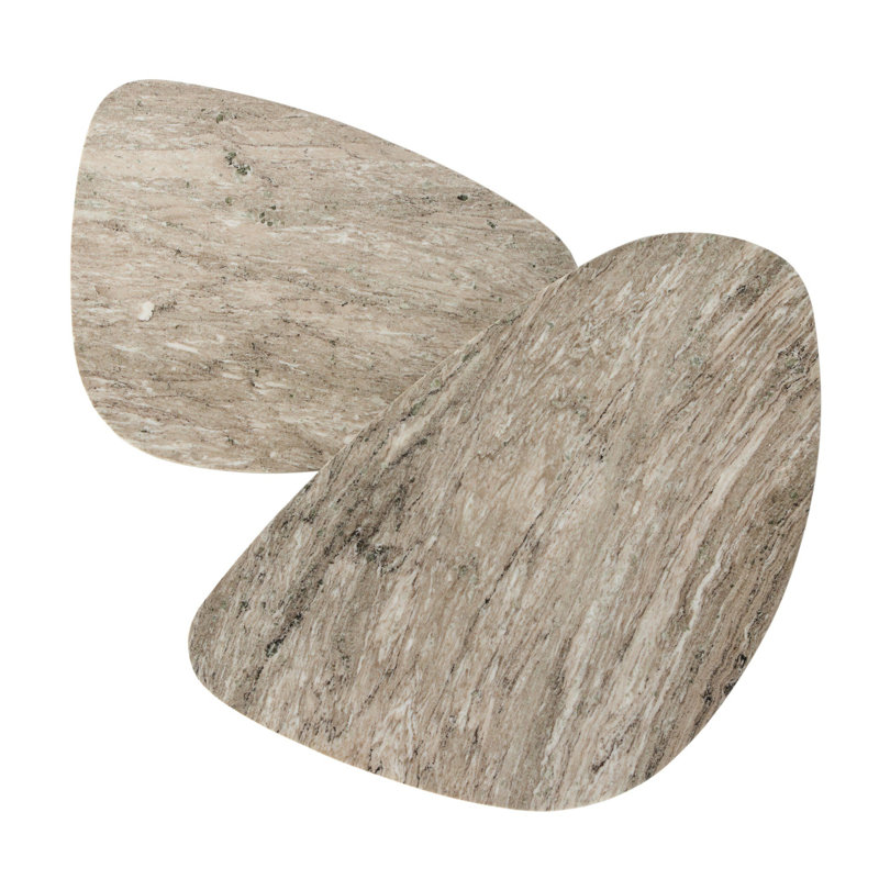 Zion Coffee Table Set-Antique White Marble, Antique White Marble, White/Brown
