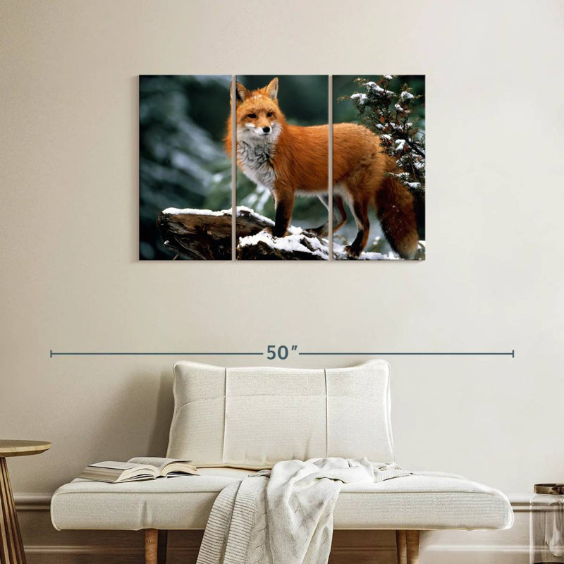 Furry Winter Fox, 24" H x 38" W