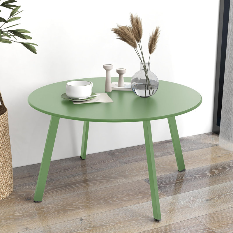Outdoor Round Coffee Table, 28'' Patio Side Table For Backyard Patio Deck, Sage Green