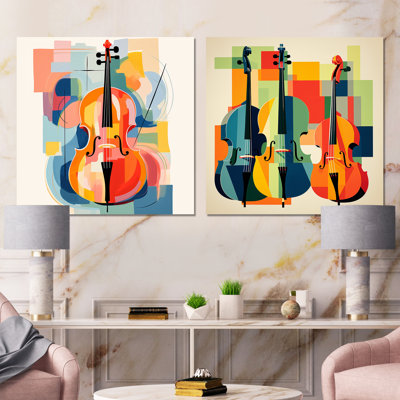 Matisse, contrebasse, musique, mélodie I - ensemble de 2 pièces carrées