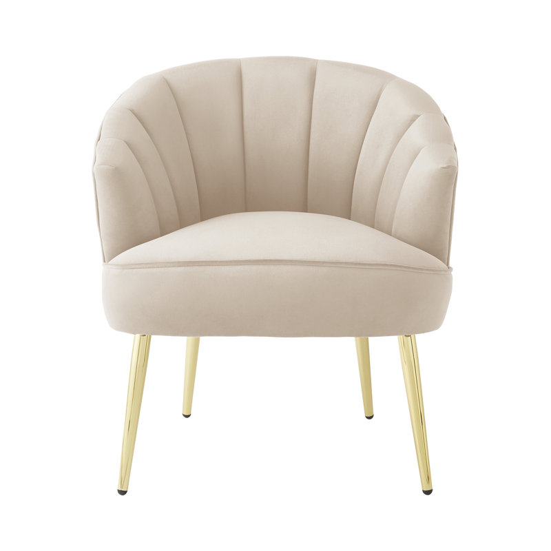 Thierry Velvet Barrel Chair, Beige