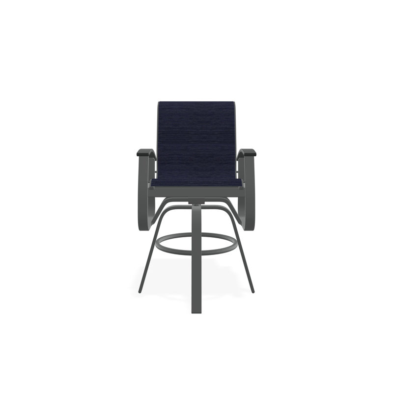 Fauteuil pivotant à hauteur de barre en aluminium Belle Isle Sling, Graphite, Indigo Collect
