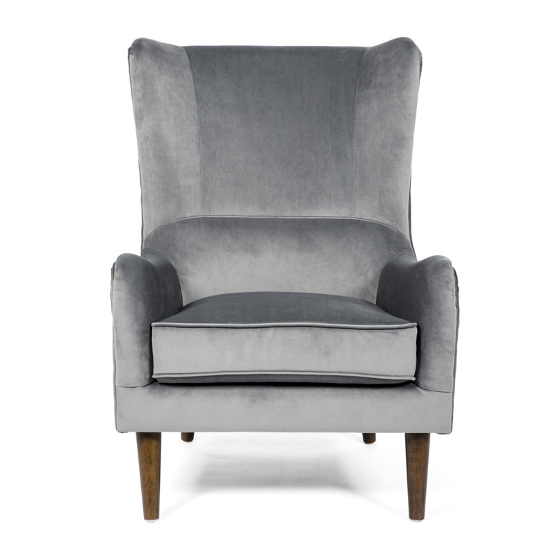 Lowery Upholstered Wingback Chair, Grey