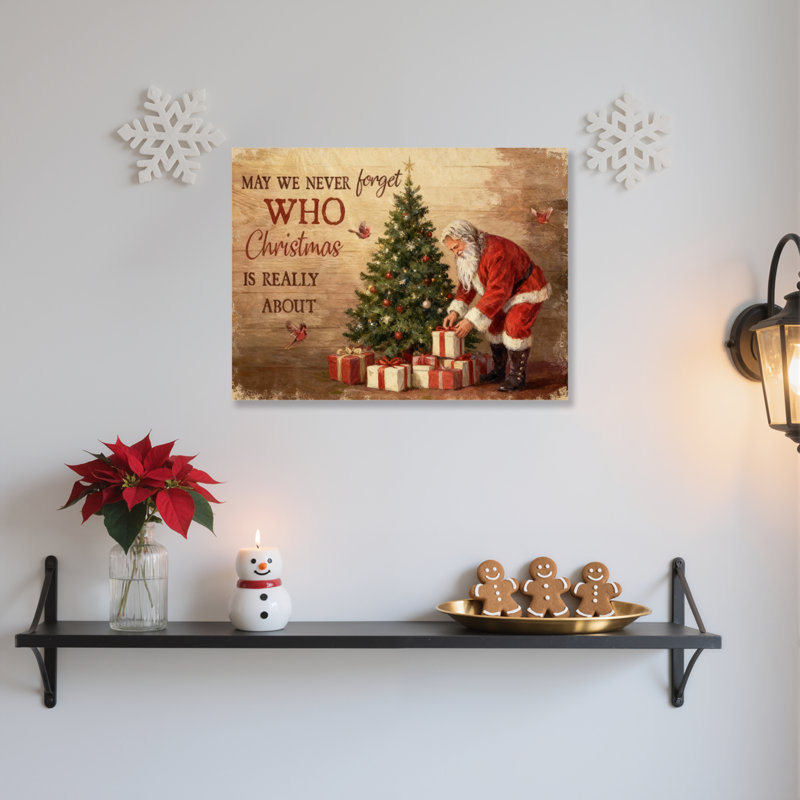 Art mural sur toile père Noël, H 12 po x l 18 po