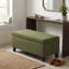 Repose-pieds de rangement avec couvercle rabattable, assemblage facile, pieds bouclés en tissu et bois d'hévéa, vert rétro