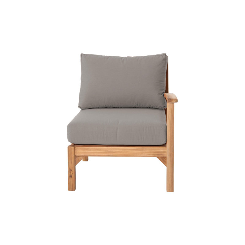 Chaise longue d'extérieur en teck avec coussins Sunbrella Huntington, Taupe