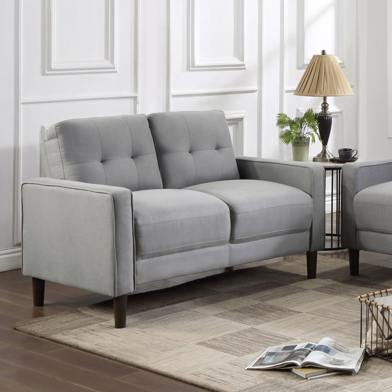 Causeuse capitonnée Lamorteau, Polyester gris