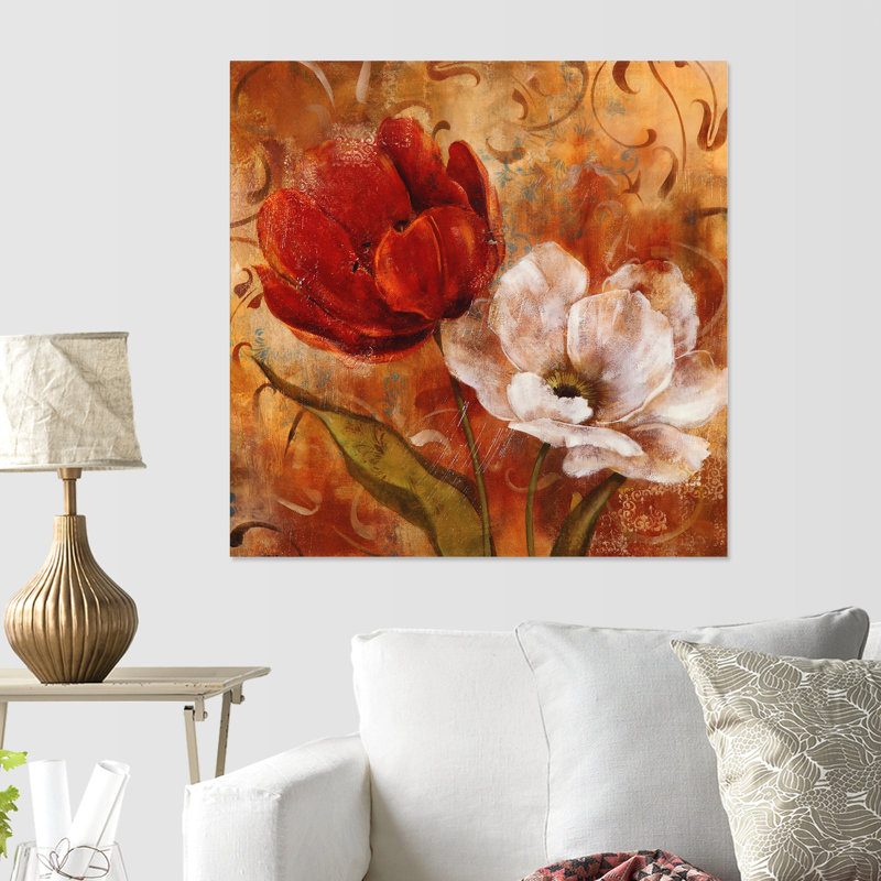 « fleur duet ii », reproduction d’art sur toile tendue, H 16 po x l 16 po x P 1,5 po