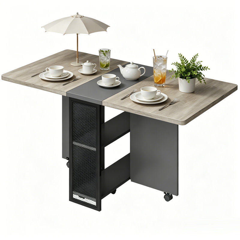 Folding Table, Brown/Black