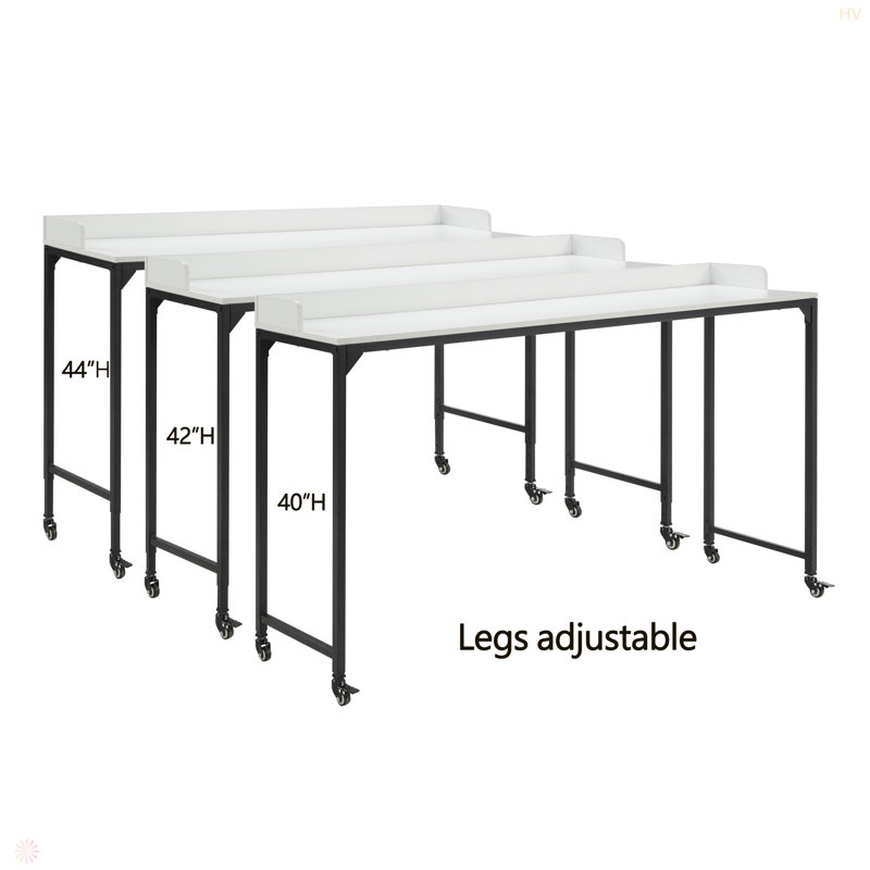 Multipurpose Over The Bed Desk With Adjustable Height, Metal Legs With Casters, Overbed Table 1Pc, Laptop Table For Bed, Breakfast Table