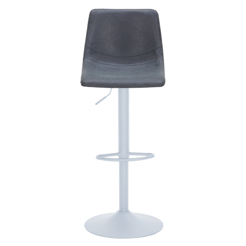 Tabouret de bar à hauteur réglable revêtu de cuir avec base en fer blanc, Noir anthracite
