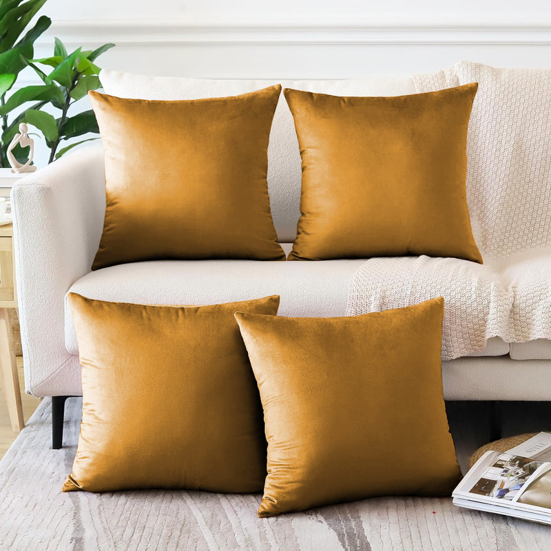 Square Scatter Cushion Cushion Cover, Ochre