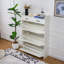Armoire à chaussures avec 3 tiroirs rabattables cachés et 2 tiroirs de rangement, armoire de rangement étroite pour chaussures à panneau de particules, armoire de rangement de chaussures autoportante pour le vestibule (blanc)
