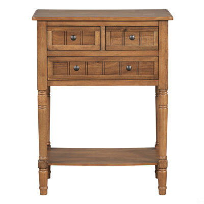 Narrow Console Table, Slim Sofa Table With Three Storage Drawers And Bottom Shelf