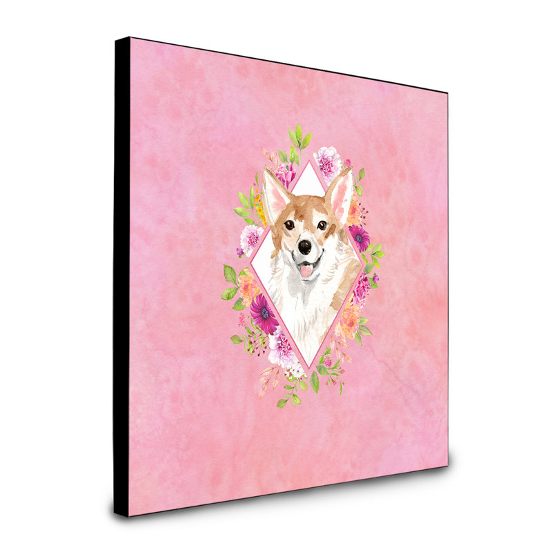 Panneau mural Dollman Flowers, Rose, Corgi brun