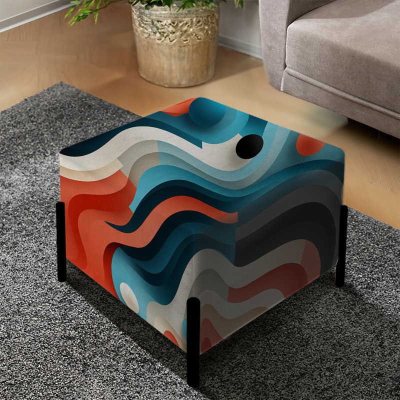 Motif géométrique rayé bleu et orange