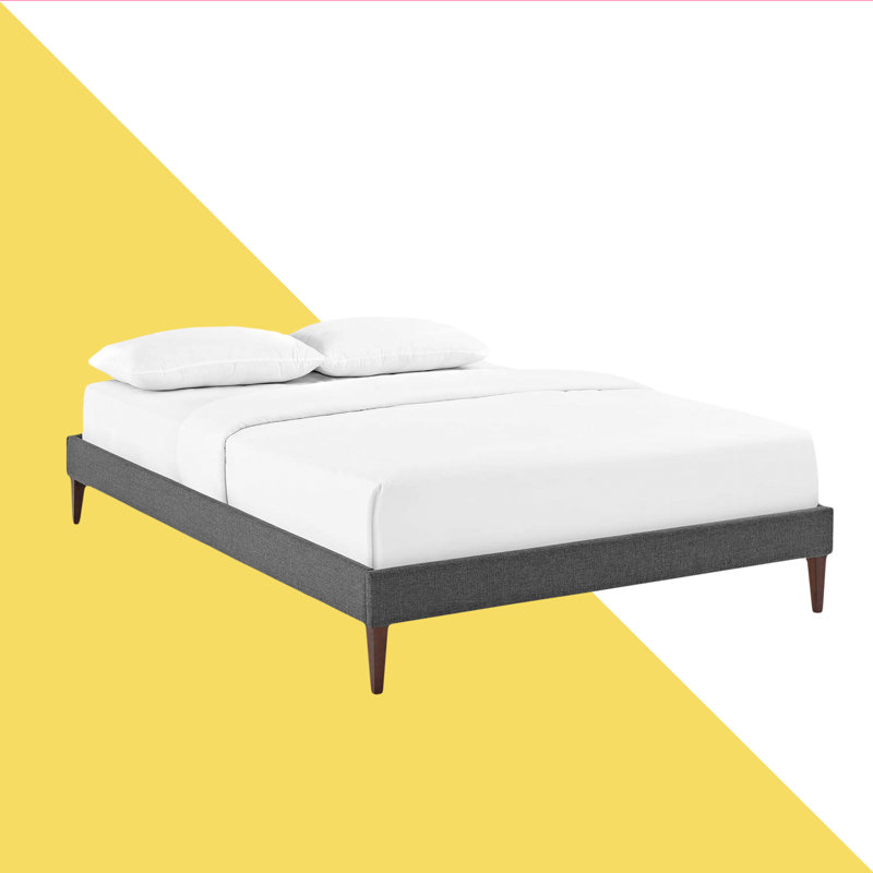 Tessie Bed Frame with Squared Tapered Legs, Gray, King