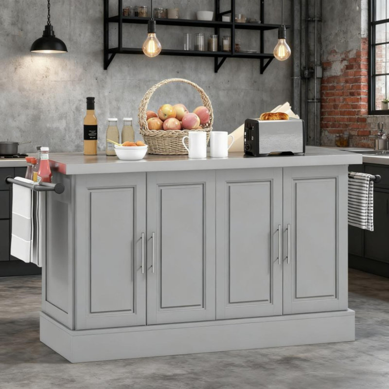 Chariot pour îlot de cuisine avec tiroirs, porte-épices, couteau et porte-serviettes Kitchen Island